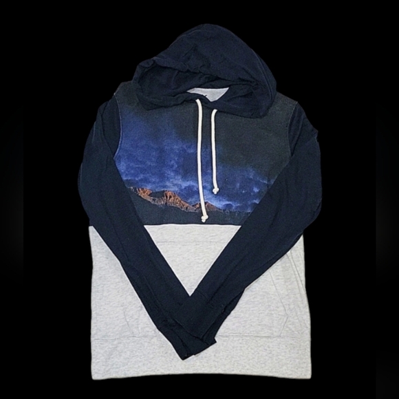 American Eagle Men's Extra Small Pullover Graphic Hoodie, Lightweight, Gray Blue - Picture 2 of 3